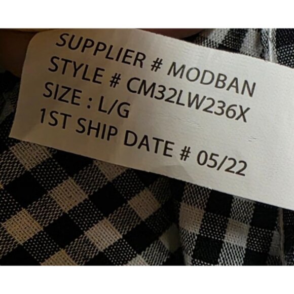 CHAPS Easy Care Mens Large Black White Check Plaid Button Down Logo Shirt - Picture 13 of 13